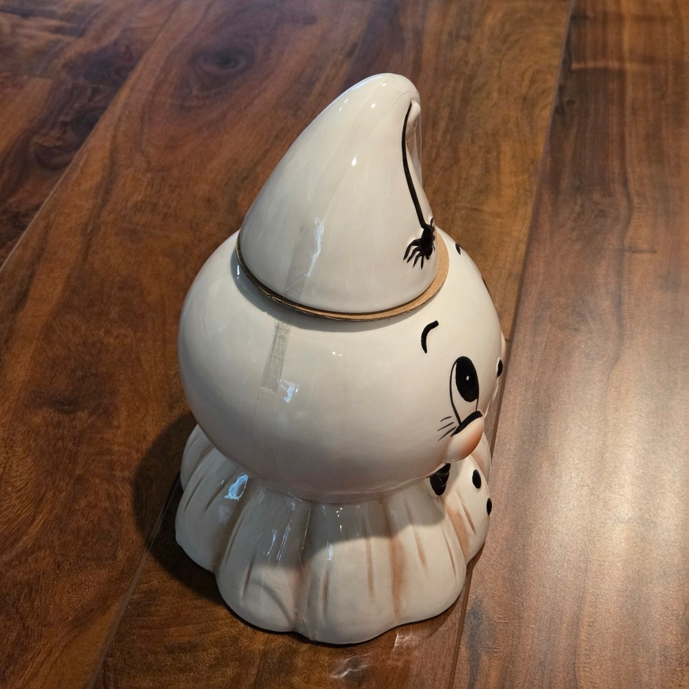 Johanna Parker Transpac Ghost Cookie Jar Large Ceramic White Halloween Vintage - Picture 8 of 10